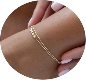 anklets-3 Tasiso 14K Gold Plated Layered Satellite Beads