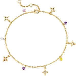 anklets-4 MTMY Gold Anklets for Women 14K Gold Plated Tiny