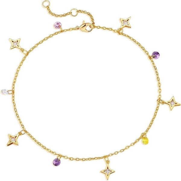 anklets-4 MTMY Gold Anklets for Women 14K Gold Plated Tiny