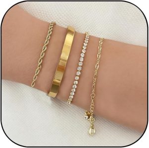 bracelets-1 Gold Stackable Bracelets for Women Dainty Chunky Gold