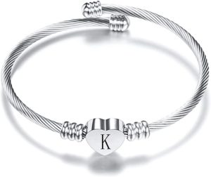 bracelets-3 VQYSKO Silver Heart Initials Bracelet-A-Z Stainless Steel