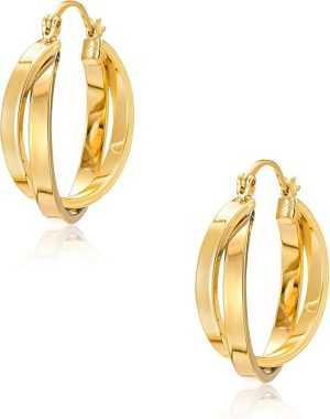 Gold and Silver Reversible Hoops Earrings