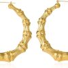 Large Bamboo Hoop Earring Hollow Casting Hip-Hop Statement