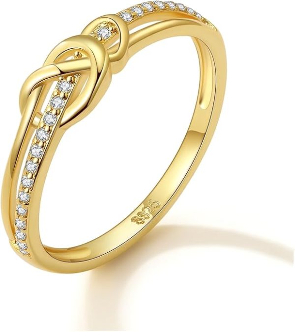 18K Gold Plated Sterling Silver Mother Daughter Rings – Double Heart